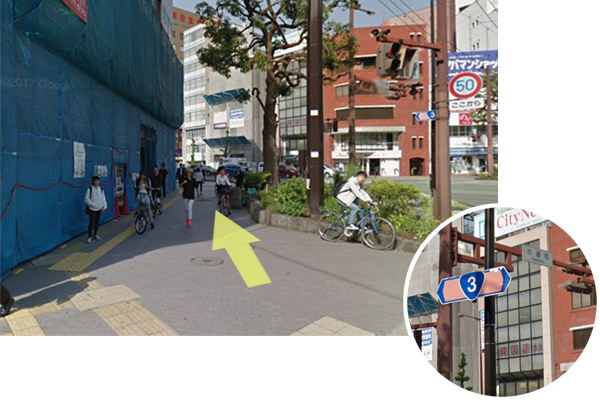 C3熊本の店舗アクセス方法、水道町交差点付近